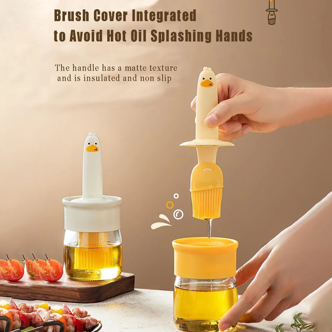 Plastic 2 in 1 Oil Dispenser Bottle with Silicone Basting Brush