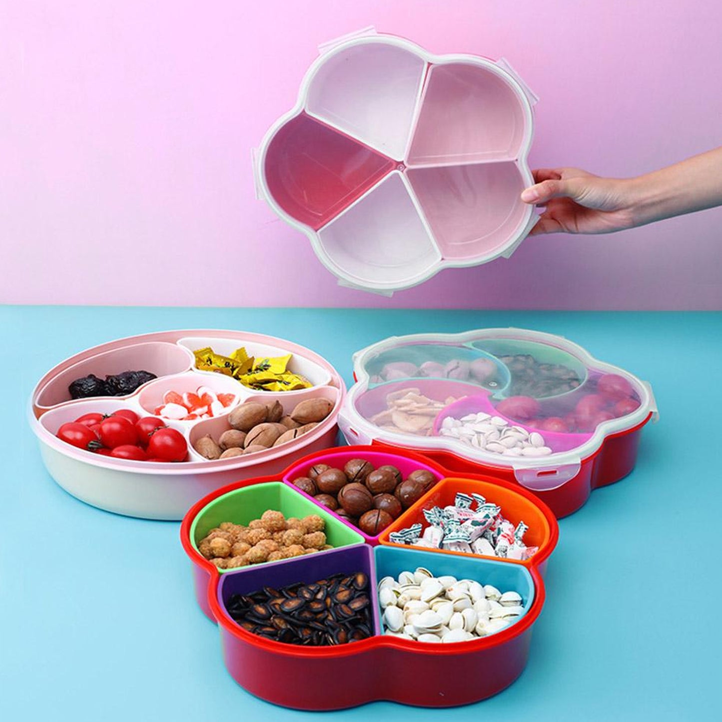 2863 5compartments Party Food Storage Snack Nuts Box For Peanuts Fruits And Candy Box For Home Kitchen Use