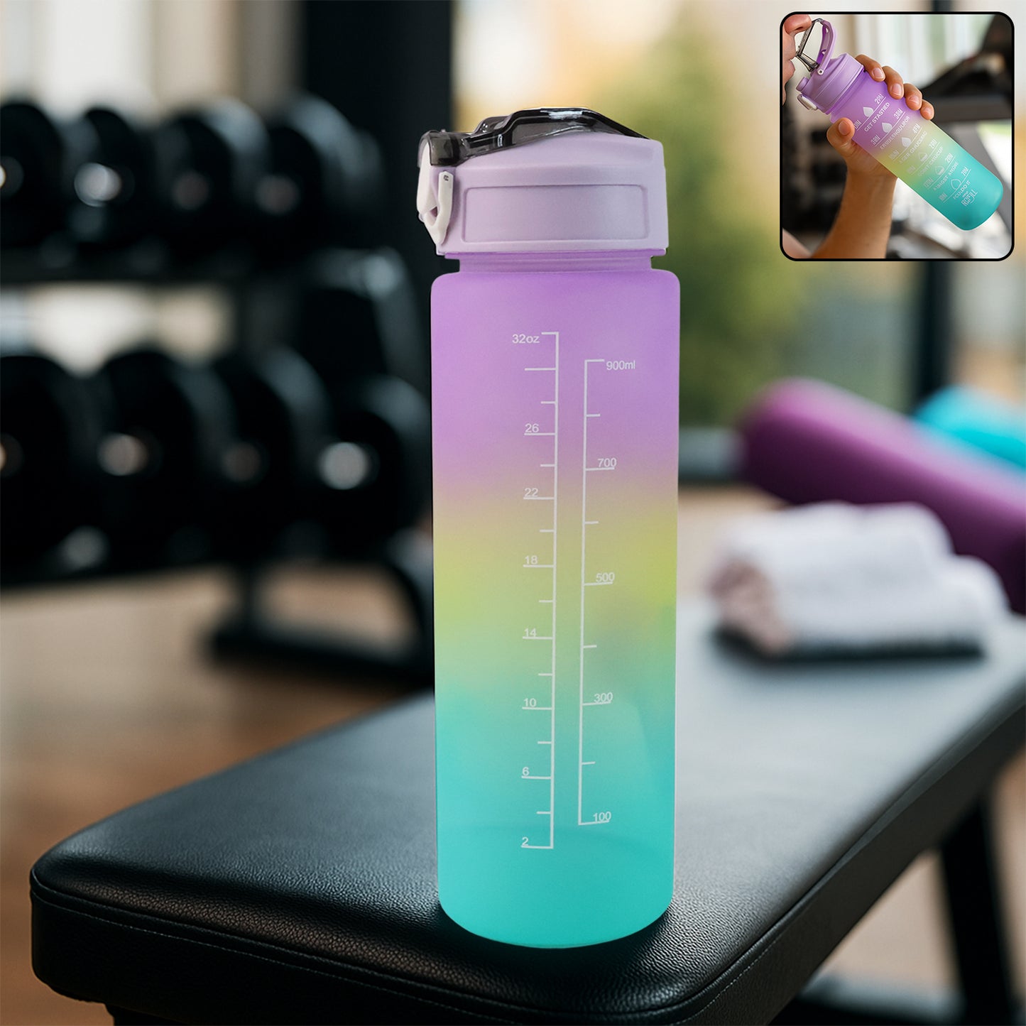 0325 Motivational Water Bottle With Straw Time Marker Bpa-free Tritan Portable Gym Water Bottle Leakproof Reusable Special Design For Your Sports Activity Hiking Camping