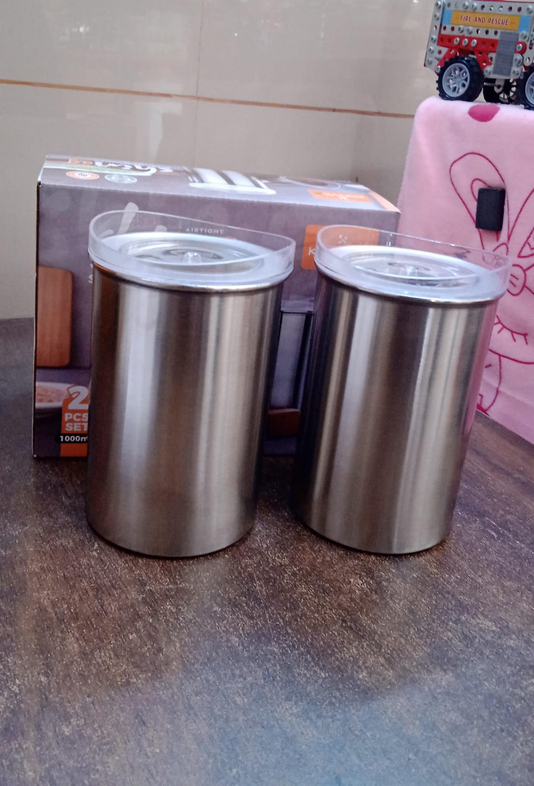 Multipurpose Stainless Steel Airtight Containers With See Through Lid (2 Pc Set 1000 Ml)