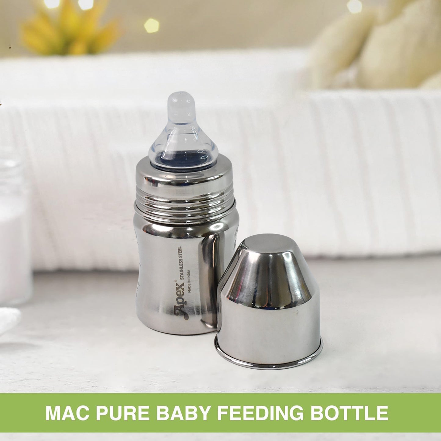 Apex Premium Stainless Steel Baby Feeding Bottle (125 Ml 1 Pc)