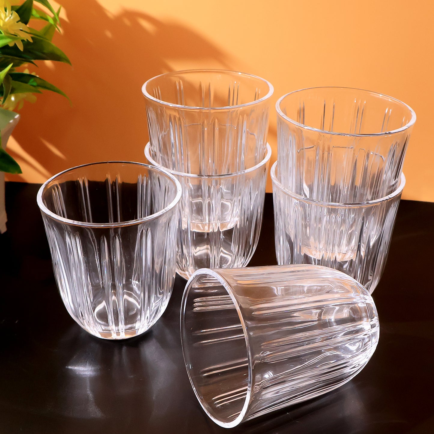 Premium Transparent Glass Tumbler Set (256ml 6 Pc)