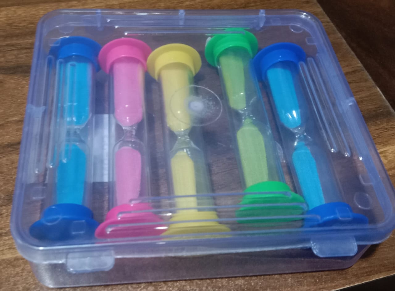 8756 Sand Timer Plastic Hourglass Sand Glass Toy Sand Clock For Kitchen Office School And Brushing Teeth For Bathroom Timer Clock Children Hourglass Sand Glass Toothbrush Household Sand Clock (3 Min Approx 5 Pc)