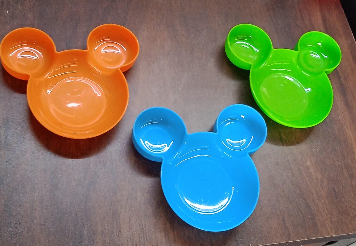 5624 Mickey Mouse Shape Plates For Kids Bpa Free Unbreakable Childrens Food Plate Kids Bowl Fruit Plate Baby Cartoon Bowl Plate Tableware (1 Pc)