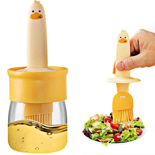 Plastic 2 in 1 Oil Dispenser Bottle with Silicone Basting Brush