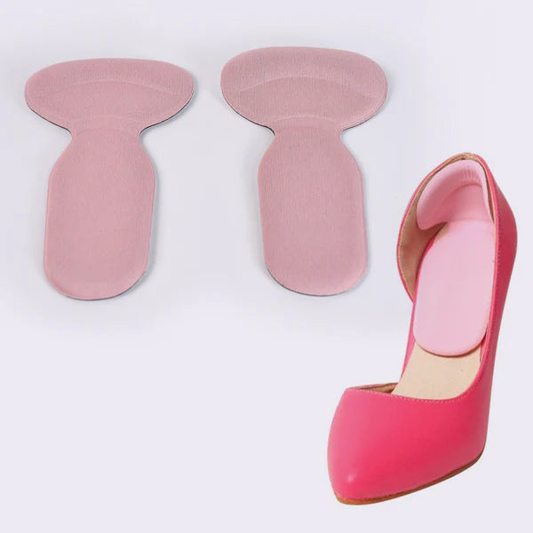 2 in 1 T Shaped Silicone Self Adhesive Shoe Heel Pads Insoles (1 Pair)