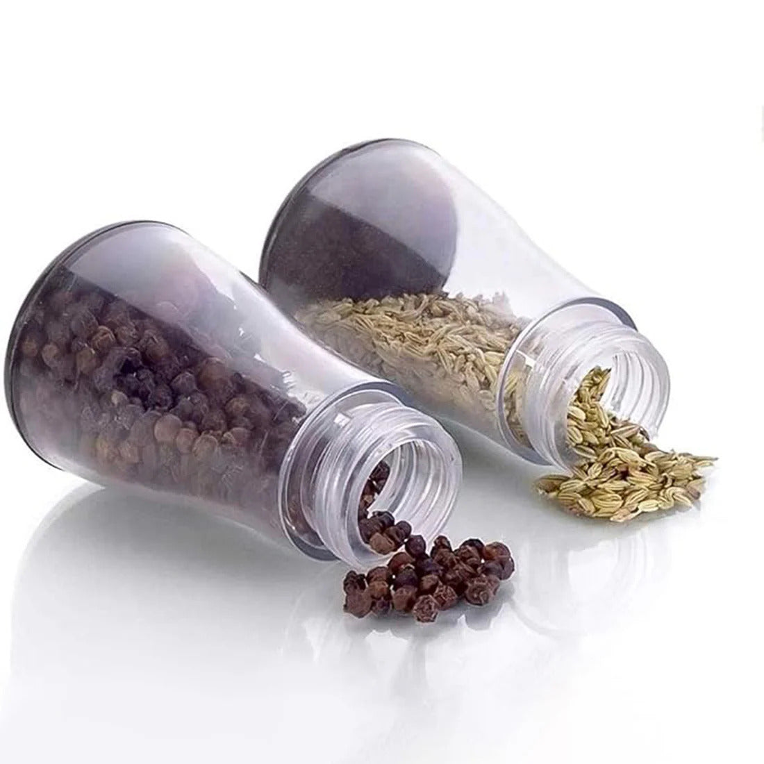 6 piece spice jar set, plastic spice jars with stand, spice rack organizer, kitchen spice storage, spice jar set with stand, rotating spice rack, spice container set, seasoning jar set, herb and spice jars
