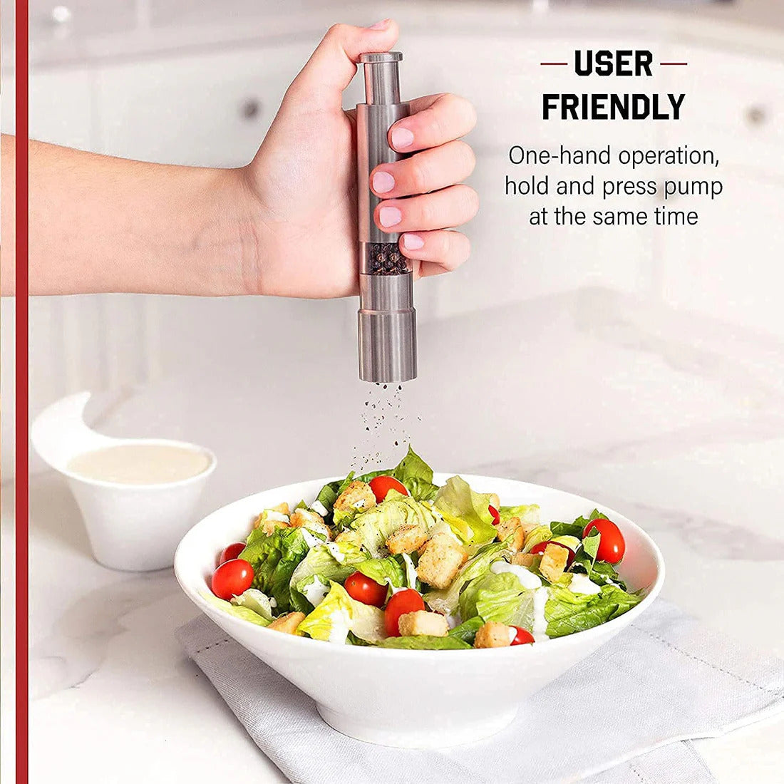 Stainless Steel Thumb Presser Salt and Pepper Grinder (1pc)
