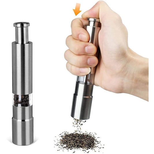 Stainless Steel Thumb Presser Salt and Pepper Grinder (1pc)
