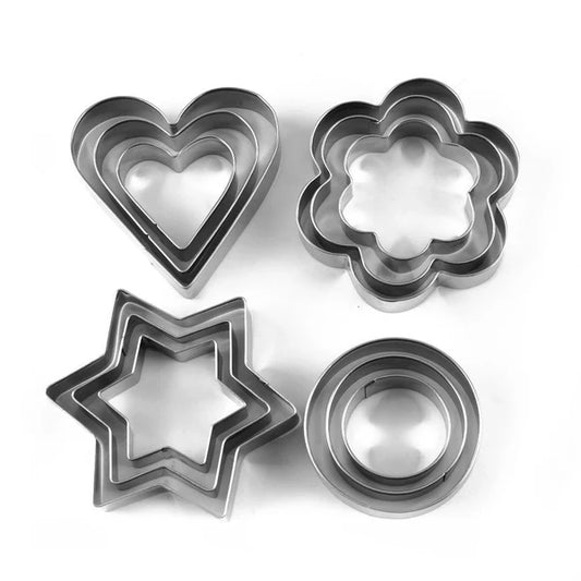 Cookie Cutter Stainless Stell Cookie Cutter With Shape Heart, Round, Star and Flower (12 Piece Set)