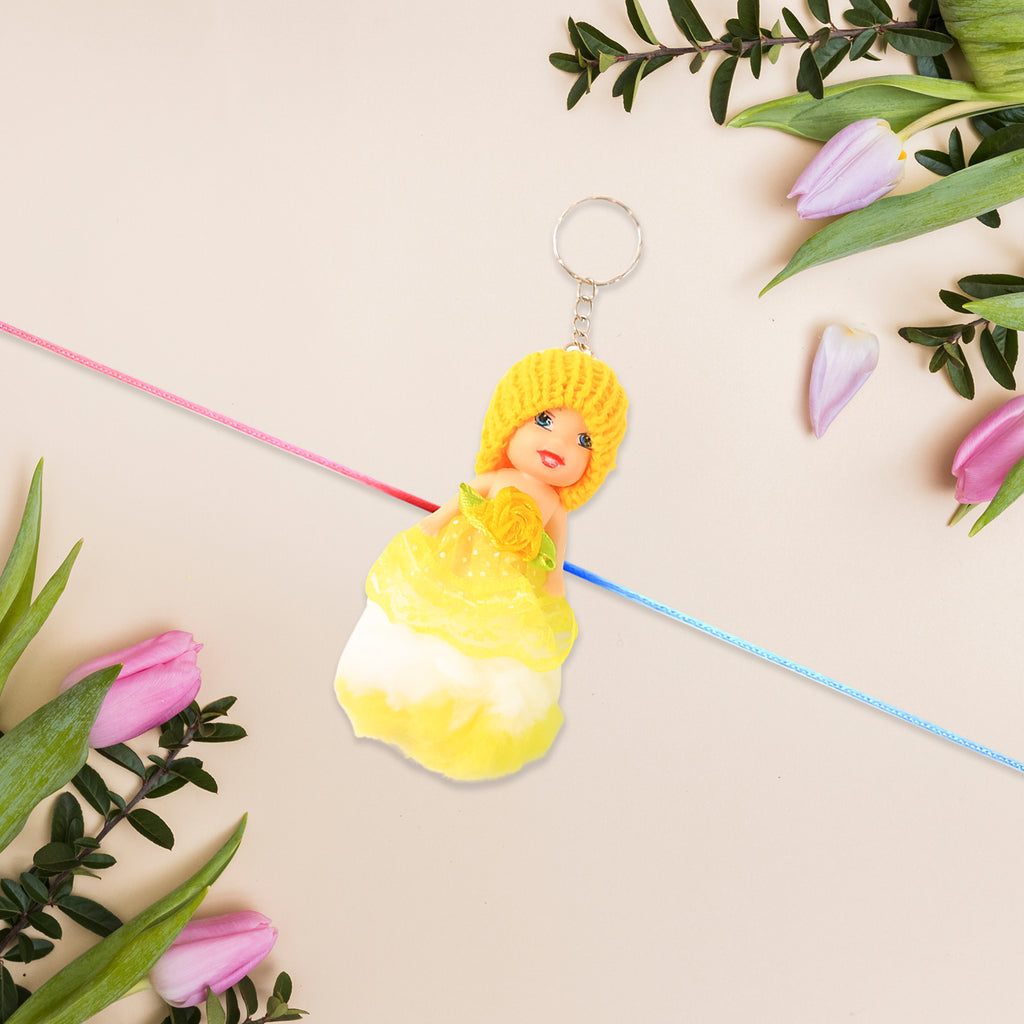 2-in-1 Kids Doll Rakhi Cum Keychain  Stylish Soft Toy Rakhi For Raksha Bandhan  Daily Use As Bag Or Key Ring
