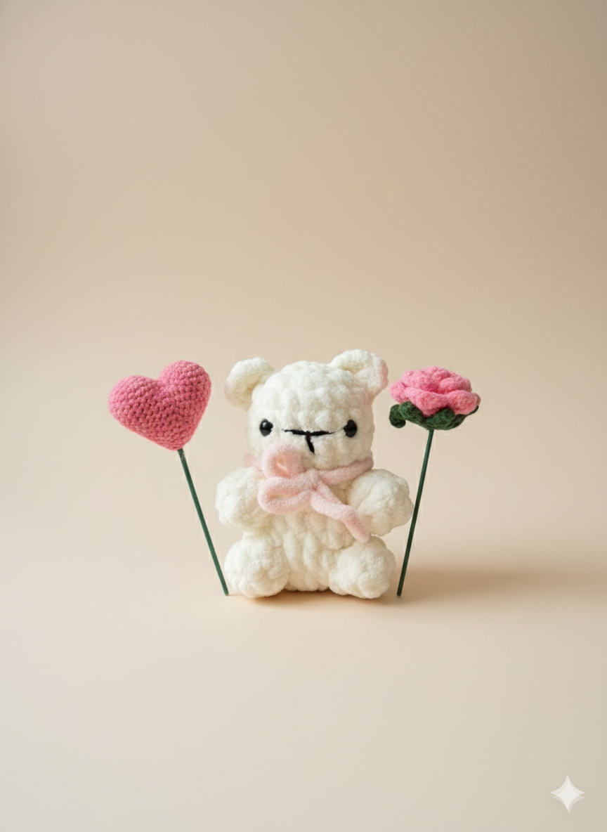 Lumi the Soft Light Bear | Handmade Crochet Teddy with Heart | Comfort Gift for Love, Calm & Healing