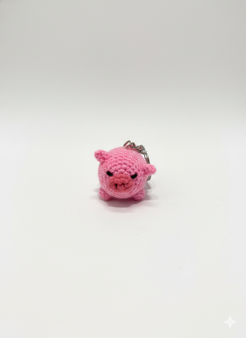 Snouty Pig Pal Handmade Crochet Pig Keychain | Cute Pig Bag Charm & Key Ring | Amigurumi Gift