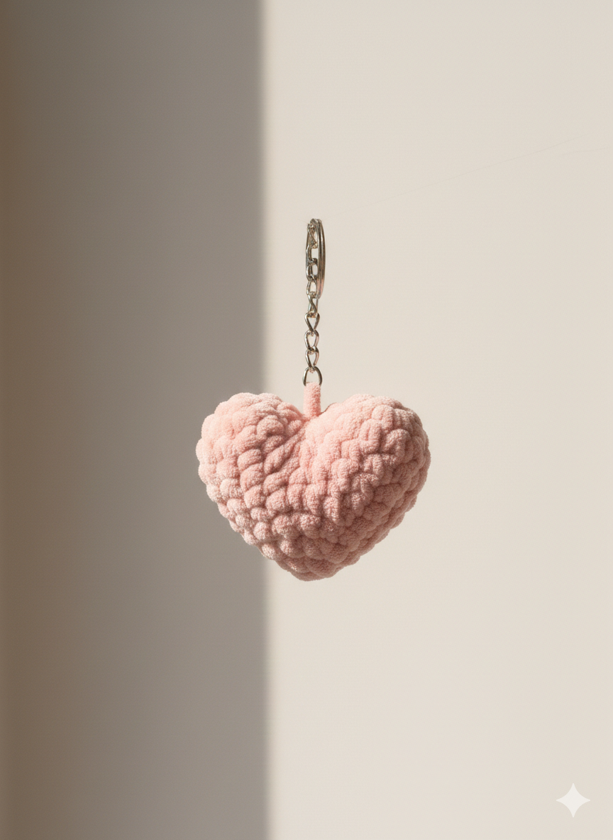 Fluffy Heart Keychain | Handmade Chenille Plush Heart Bag Charm | Cute Aesthetic Keyring Gift for Her | Valentine Gift