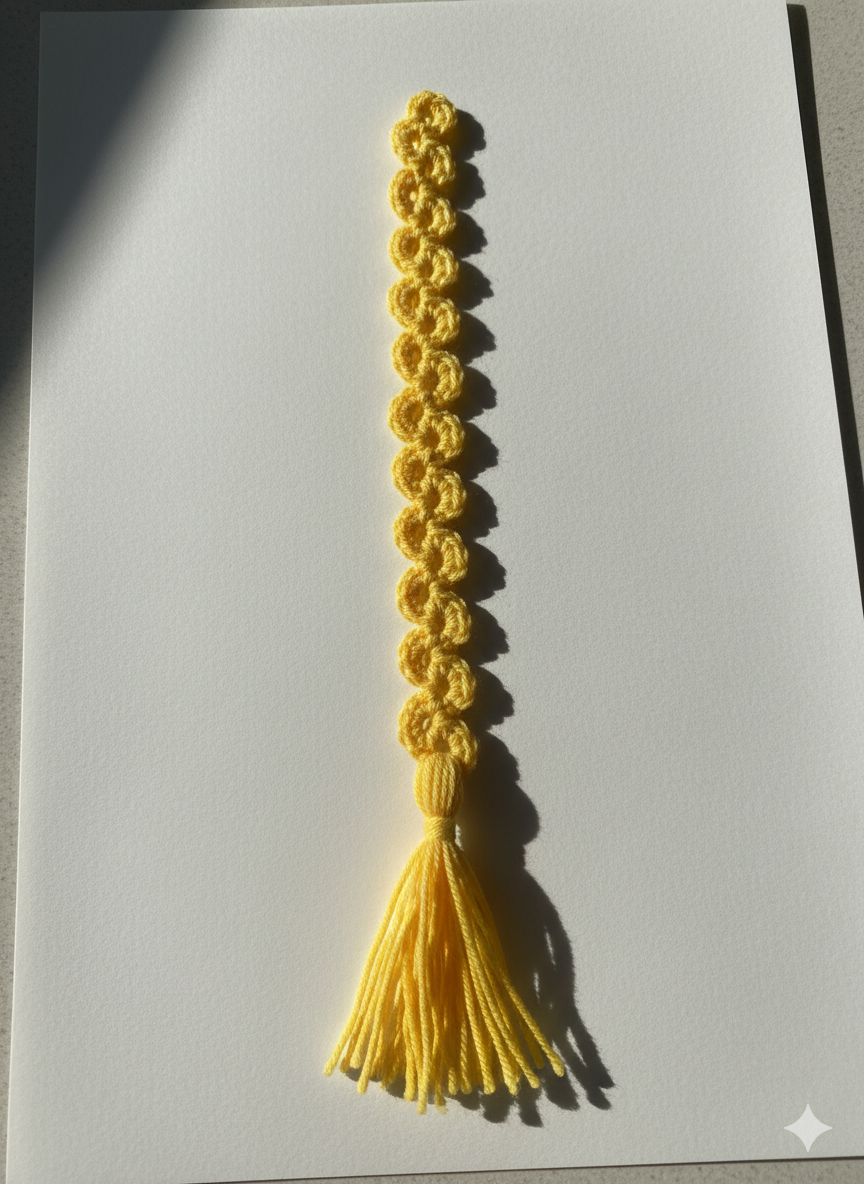Handmade Crochet Bookmark with Tassel – Aesthetic Loop Pattern | Soft & Lightweight Gift for Book Lovers