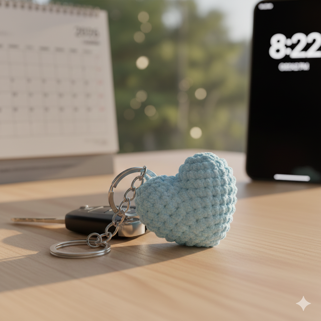 Fluffy Heart Keychain | Handmade Chenille Plush Heart Bag Charm | Cute Aesthetic Keyring Gift for Her | Valentine Gift