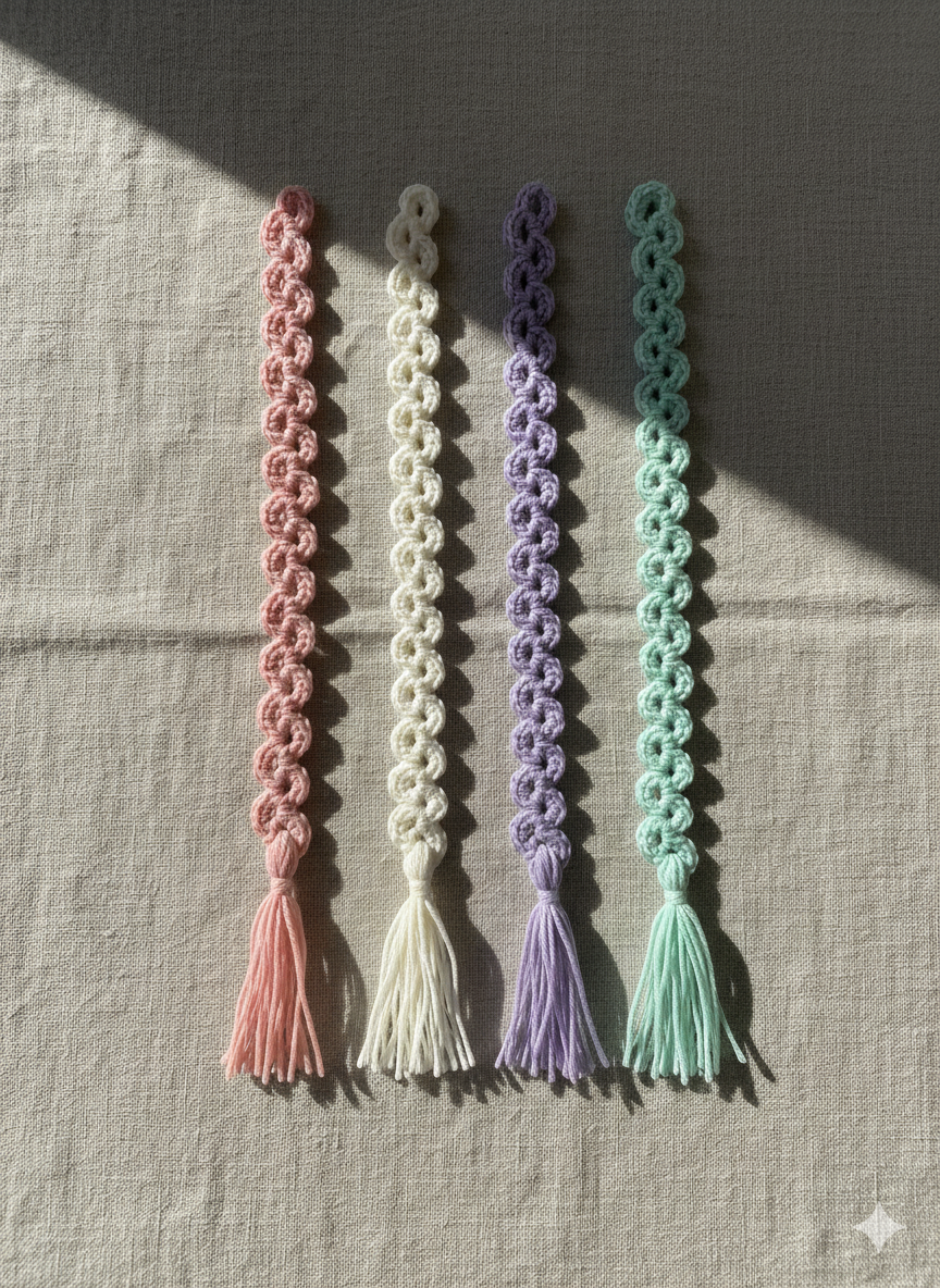 Handmade Crochet Bookmark with Tassel – Aesthetic Loop Pattern | Soft & Lightweight Gift for Book Lovers