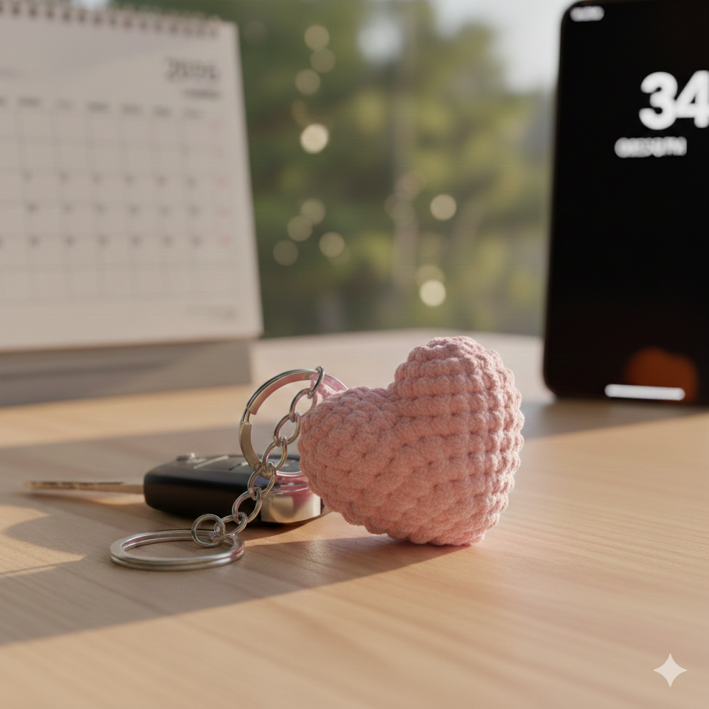 Fluffy Heart Keychain | Handmade Chenille Plush Heart Bag Charm | Cute Aesthetic Keyring Gift for Her | Valentine Gift