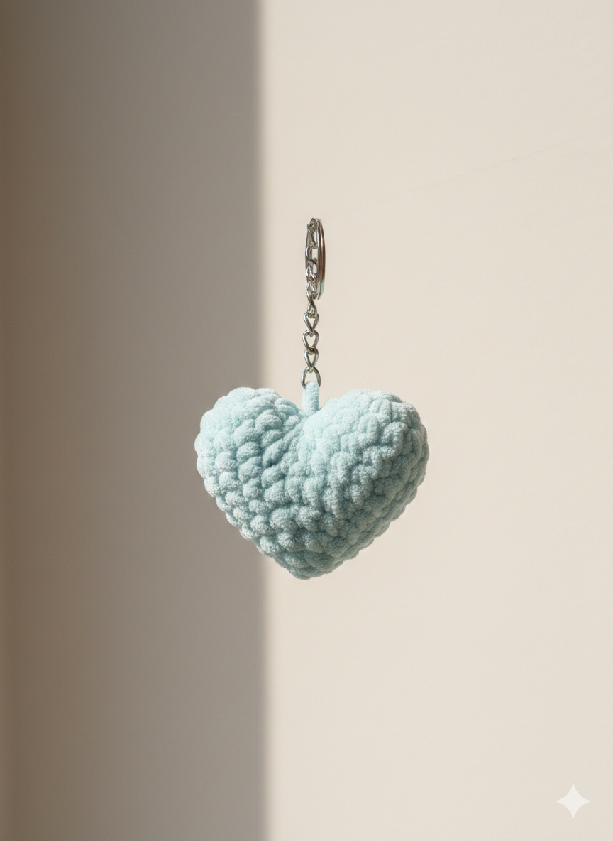 Fluffy Heart Keychain | Handmade Chenille Plush Heart Bag Charm | Cute Aesthetic Keyring Gift for Her | Valentine Gift