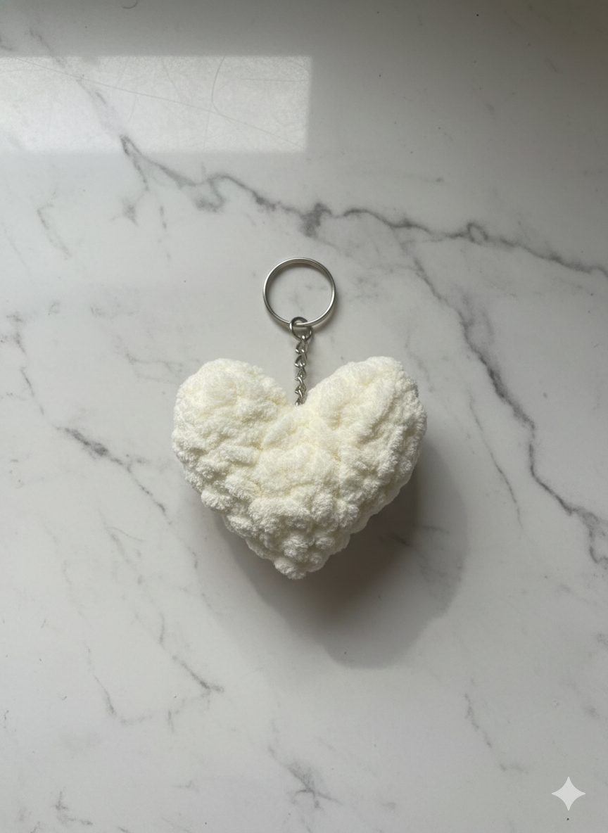 Fluffy Heart Keychain | Handmade Chenille Plush Heart Bag Charm | Cute Aesthetic Keyring Gift for Her | Valentine Gift