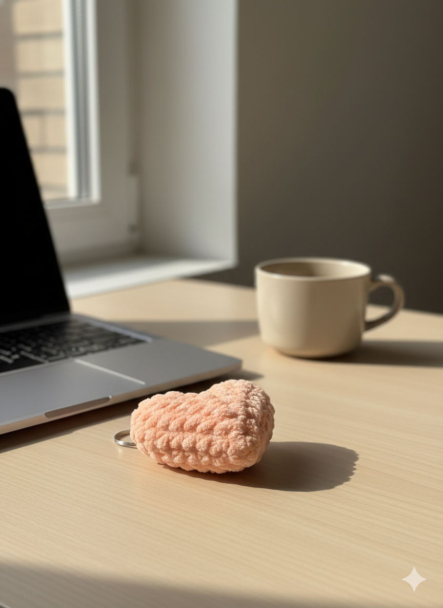 Fluffy Heart Keychain | Handmade Chenille Plush Heart Bag Charm | Cute Aesthetic Keyring Gift for Her | Valentine Gift