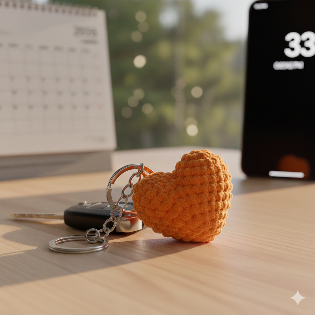 Fluffy Heart Keychain | Handmade Chenille Plush Heart Bag Charm | Cute Aesthetic Keyring Gift for Her | Valentine Gift