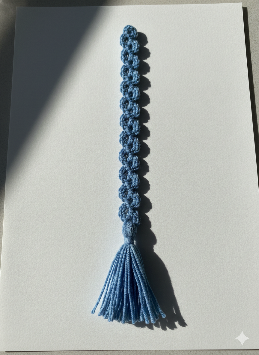 Handmade Crochet Bookmark with Tassel – Aesthetic Loop Pattern | Soft & Lightweight Gift for Book Lovers