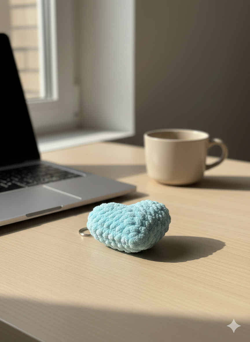 Fluffy Heart Keychain | Handmade Chenille Plush Heart Bag Charm | Cute Aesthetic Keyring Gift for Her | Valentine Gift