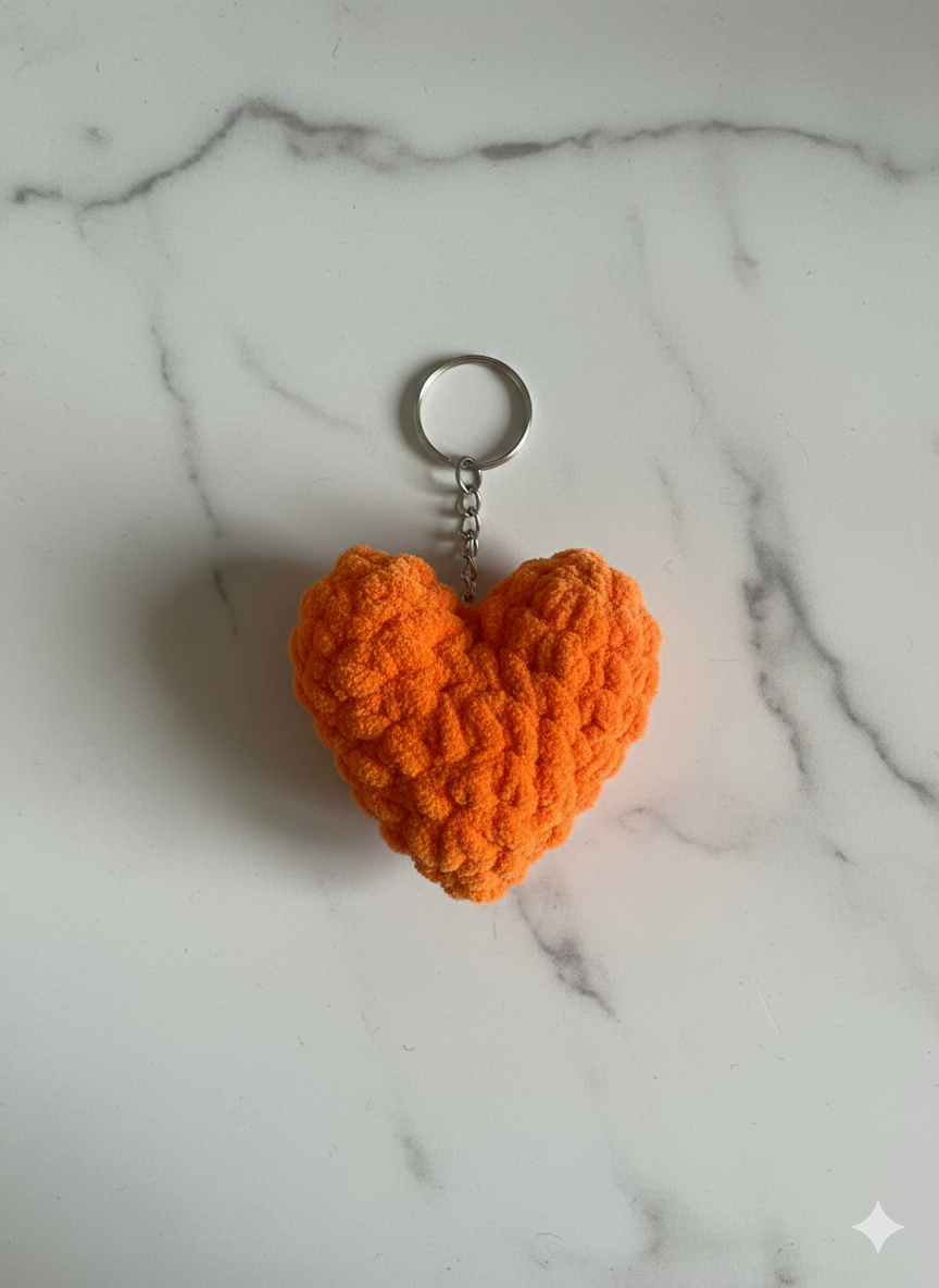 Fluffy Heart Keychain | Handmade Chenille Plush Heart Bag Charm | Cute Aesthetic Keyring Gift for Her | Valentine Gift