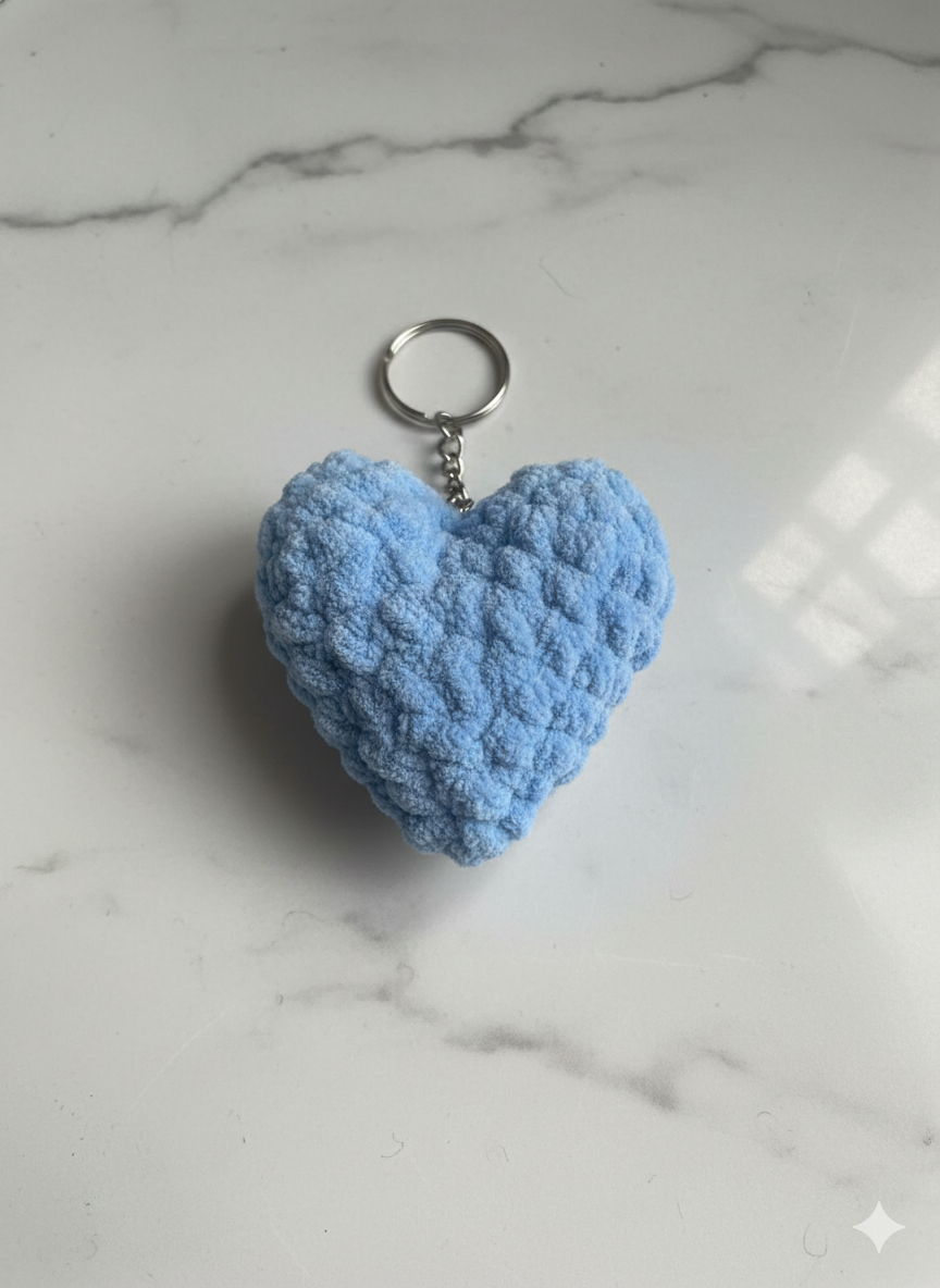 Fluffy Heart Keychain | Handmade Chenille Plush Heart Bag Charm | Cute Aesthetic Keyring Gift for Her | Valentine Gift