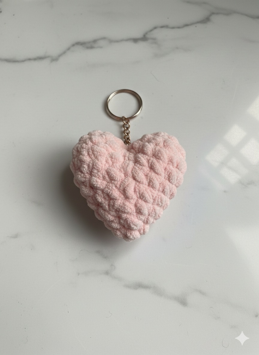 Fluffy Heart Keychain | Handmade Chenille Plush Heart Bag Charm | Cute Aesthetic Keyring Gift for Her | Valentine Gift