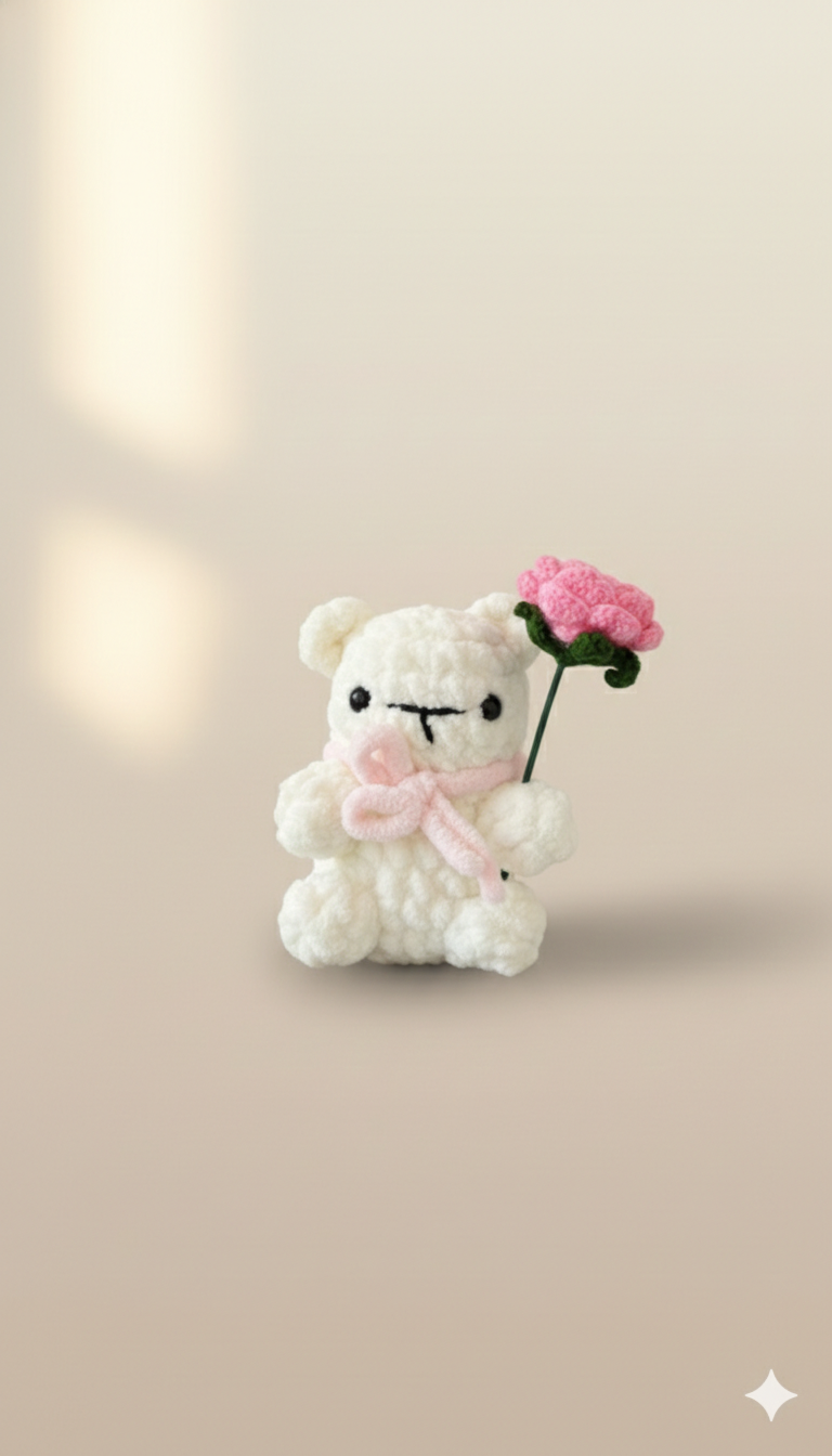 Lumi the Soft Light Bear | Handmade Crochet Teddy with Heart | Comfort Gift for Love, Calm & Healing