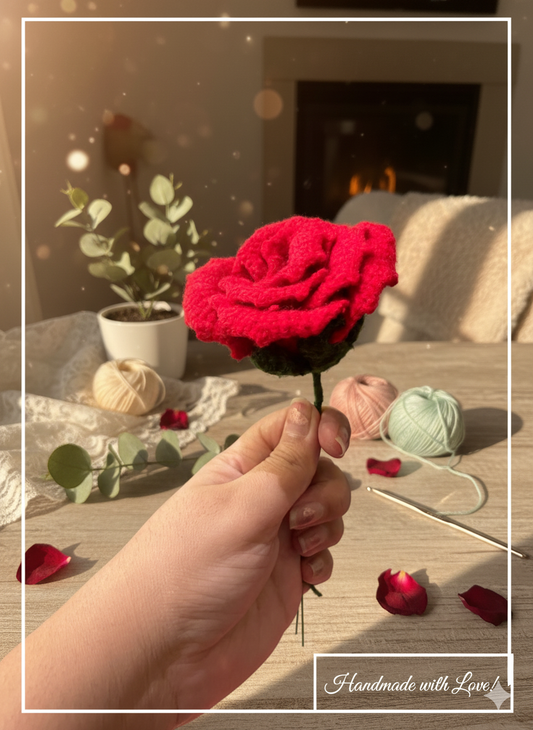 Wine Glass Rose Crochet – Romantic Handmade Gift & Décor (1 Piece)