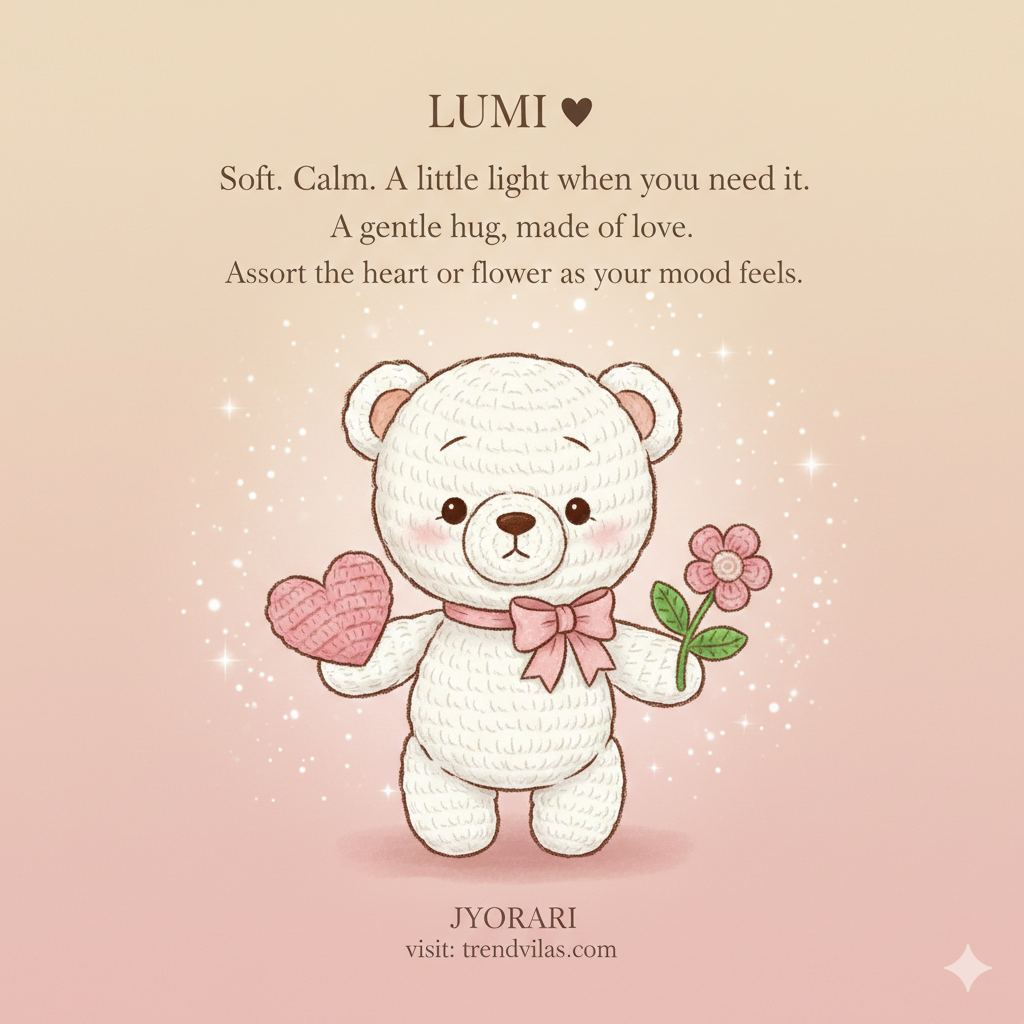 Lumi the Soft Light Bear | Handmade Crochet Teddy with Heart | Comfort Gift for Love, Calm & Healing