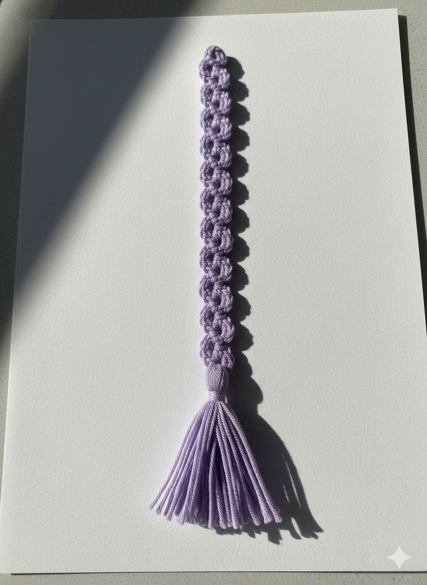 Handmade Crochet Bookmark with Tassel – Aesthetic Loop Pattern | Soft & Lightweight Gift for Book Lovers