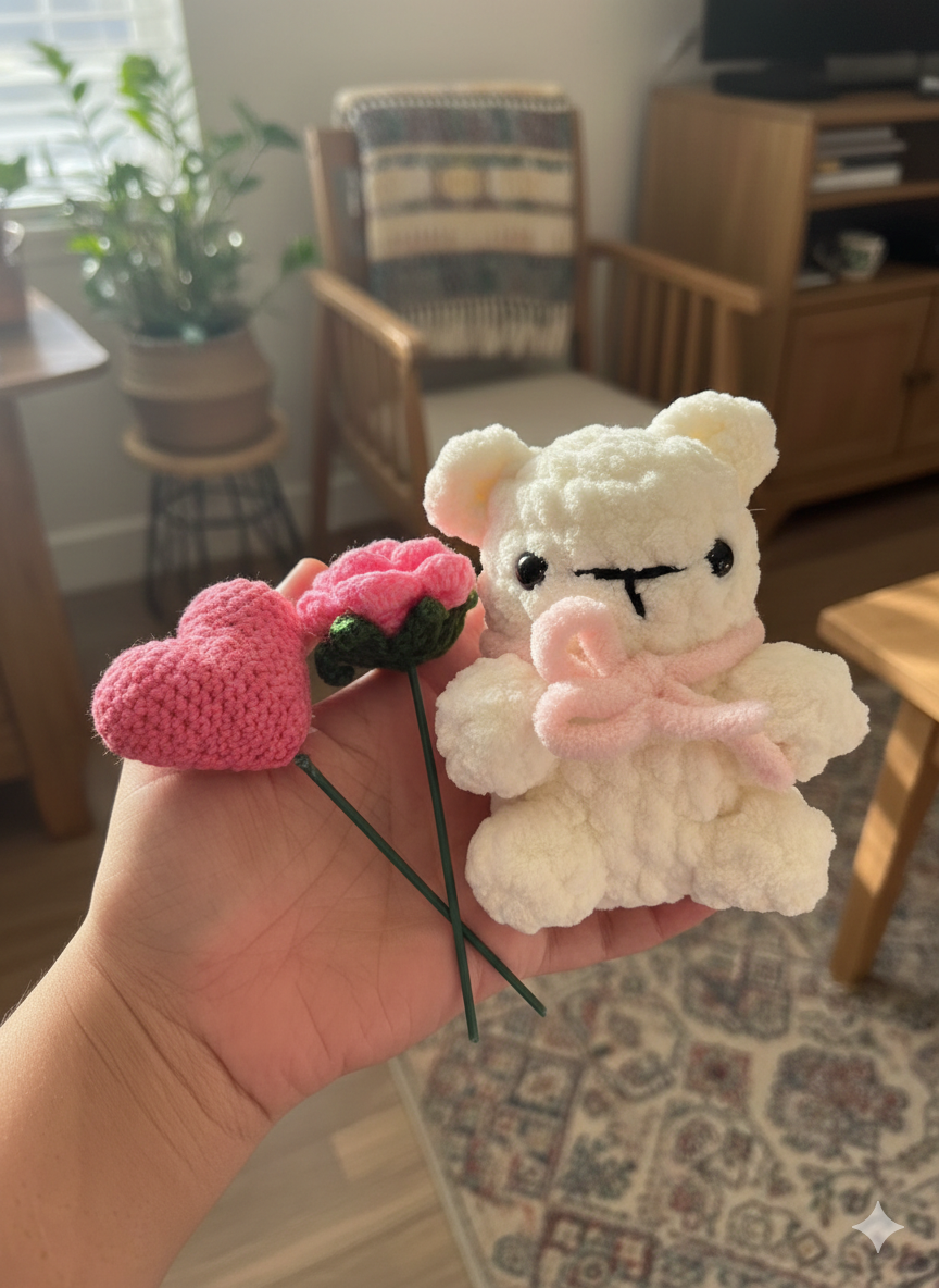 Lumi the Soft Light Bear | Handmade Crochet Teddy with Heart | Comfort Gift for Love, Calm & Healing