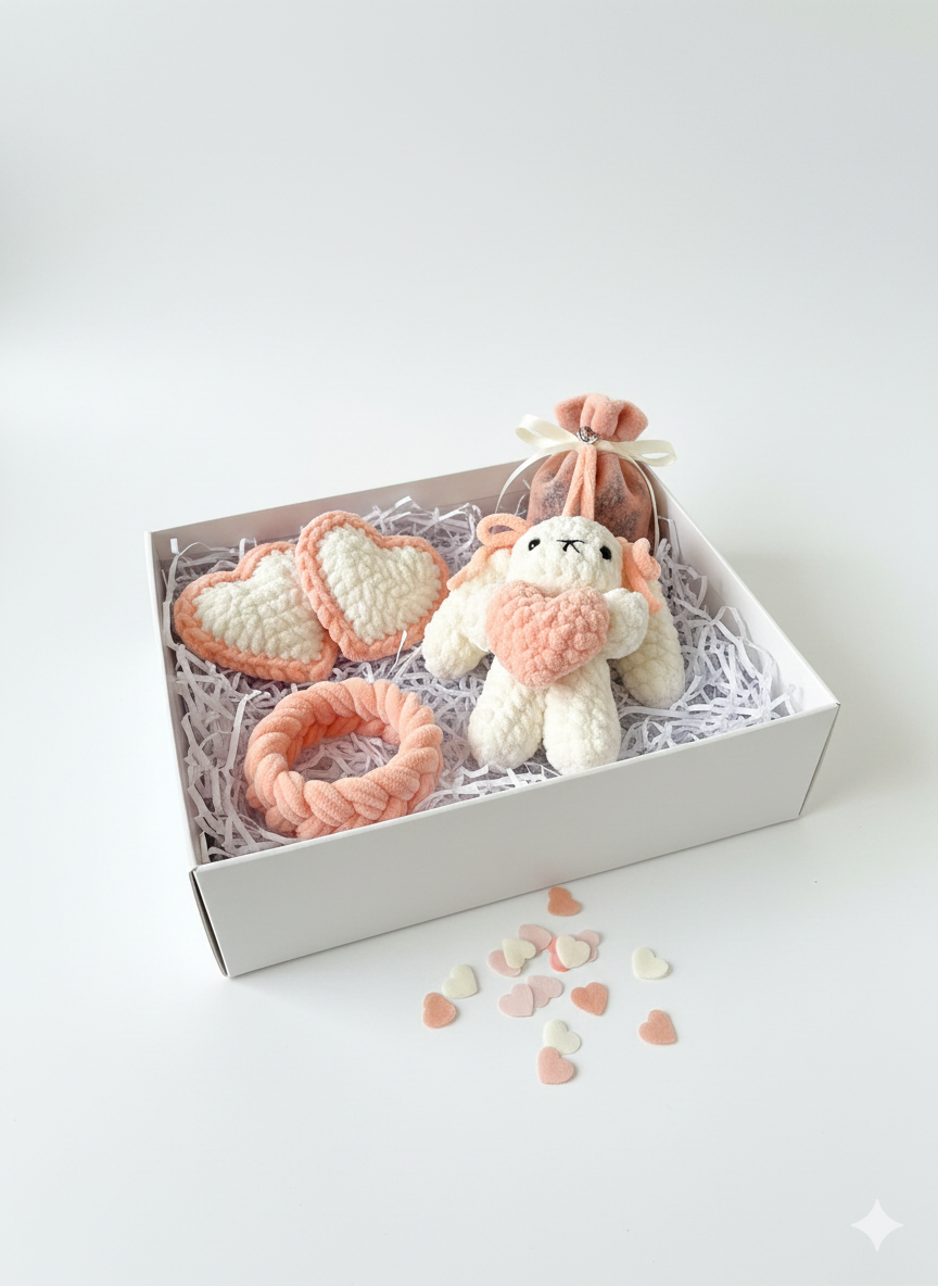 Handmade Crochet Bunny Heart Keychain – Cute Plush Hanging with Valentine Card | Soft Amigurumi Bag Charm by JYORARI