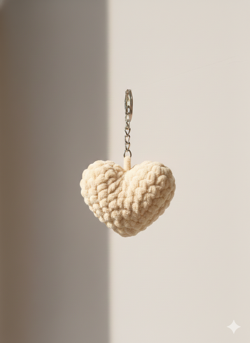 Fluffy Heart Keychain | Handmade Chenille Plush Heart Bag Charm | Cute Aesthetic Keyring Gift for Her | Valentine Gift