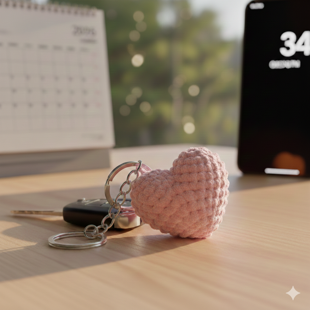 Fluffy Heart Keychain | Handmade Chenille Plush Heart Bag Charm | Cute Aesthetic Keyring Gift for Her | Valentine Gift