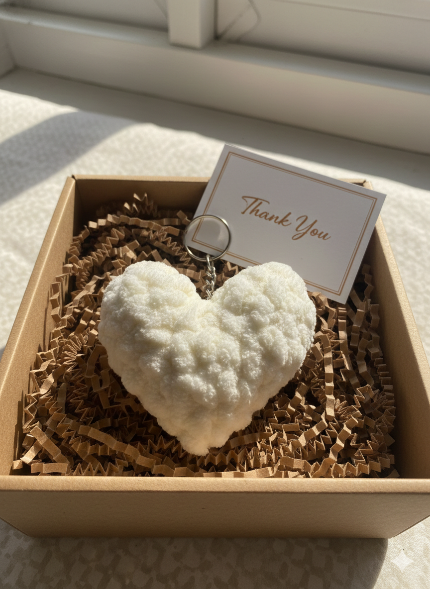 Fluffy Heart Keychain | Handmade Chenille Plush Heart Bag Charm | Cute Aesthetic Keyring Gift for Her | Valentine Gift