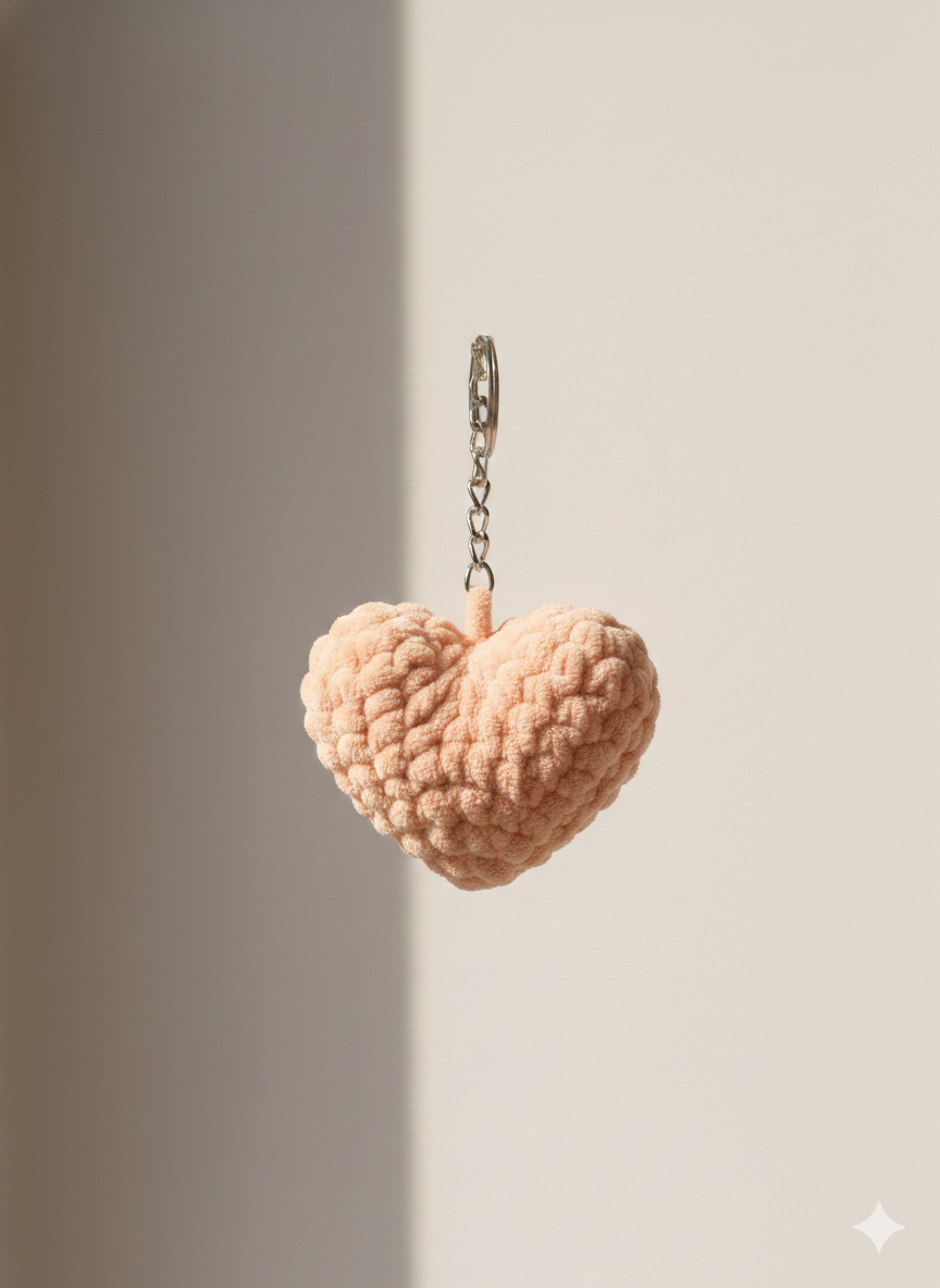 Fluffy Heart Keychain | Handmade Chenille Plush Heart Bag Charm | Cute Aesthetic Keyring Gift for Her | Valentine Gift