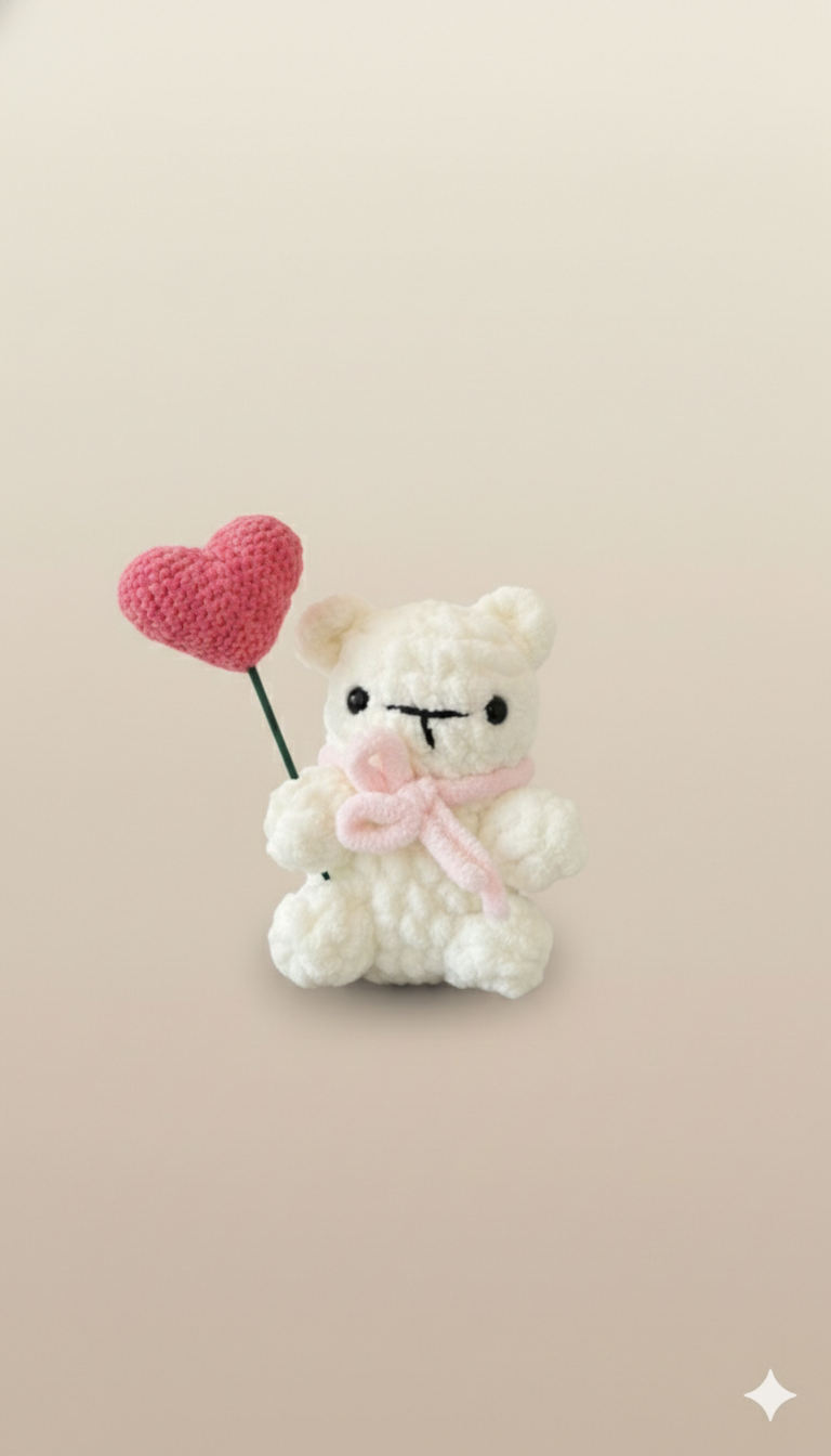 Lumi the Soft Light Bear | Handmade Crochet Teddy with Heart | Comfort Gift for Love, Calm & Healing
