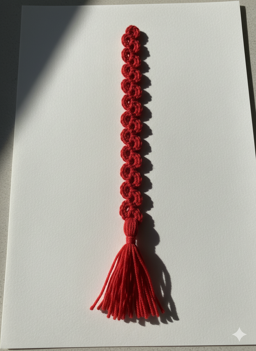 Handmade Crochet Bookmark with Tassel – Aesthetic Loop Pattern | Soft & Lightweight Gift for Book Lovers