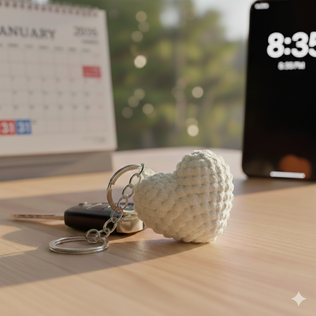 Fluffy Heart Keychain | Handmade Chenille Plush Heart Bag Charm | Cute Aesthetic Keyring Gift for Her | Valentine Gift