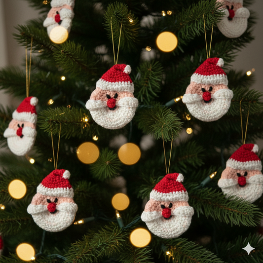 (Set of 12) Handmade Crochet Santa Donut Ornament – Cute Christmas Tree Decoration