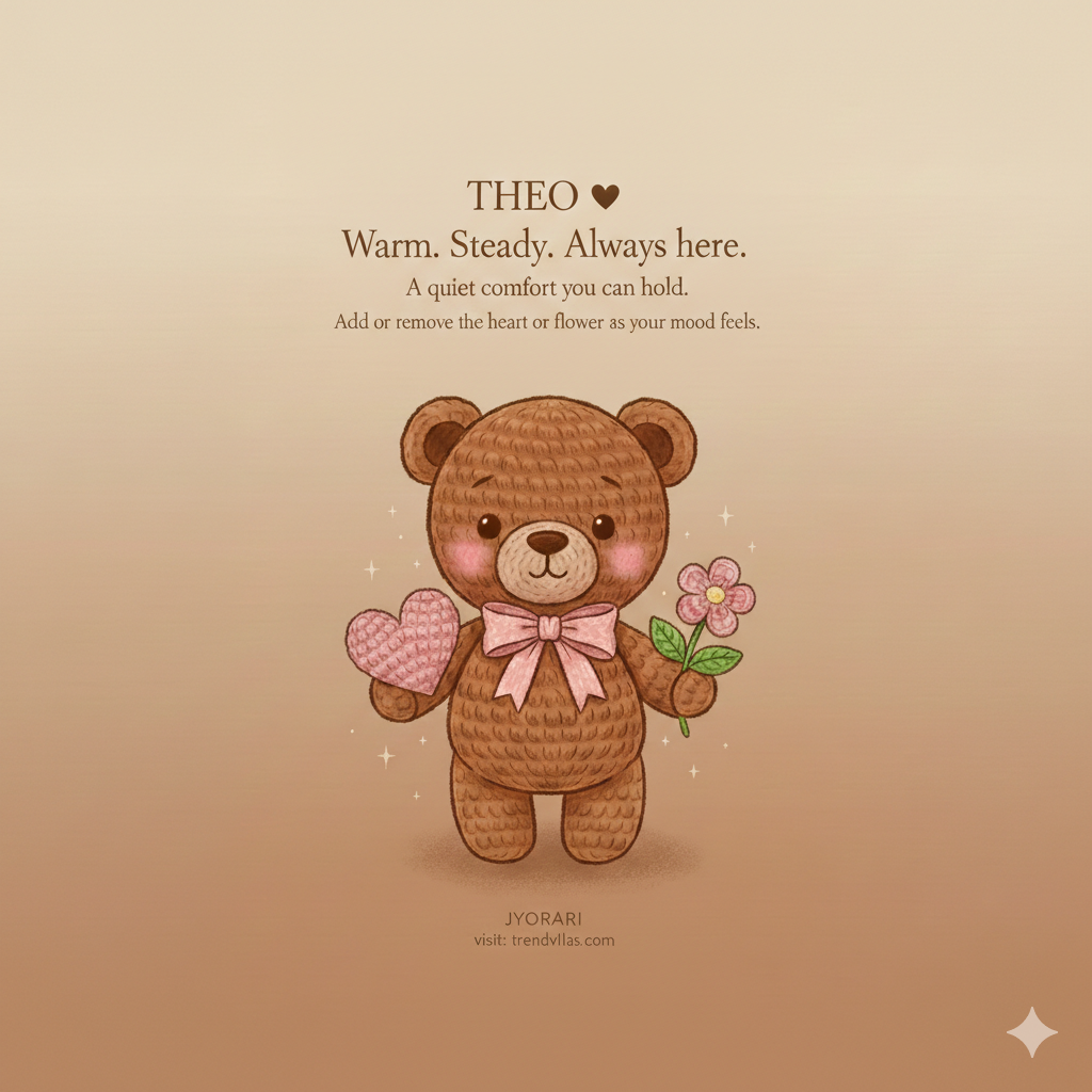 Theo the Comfort Bear | Handmade Crochet Teddy with Flower | Warm & Thoughtful Gift for Love and Support