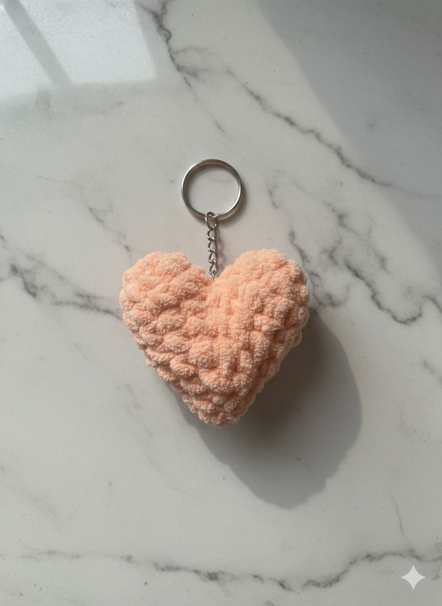 Fluffy Heart Keychain | Handmade Chenille Plush Heart Bag Charm | Cute Aesthetic Keyring Gift for Her | Valentine Gift
