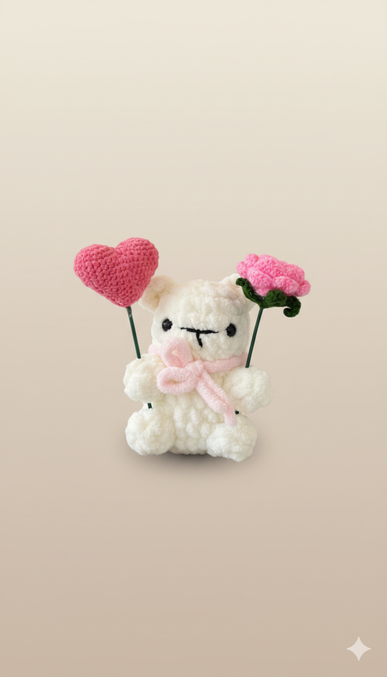 Lumi the Soft Light Bear | Handmade Crochet Teddy with Heart | Comfort Gift for Love, Calm & Healing