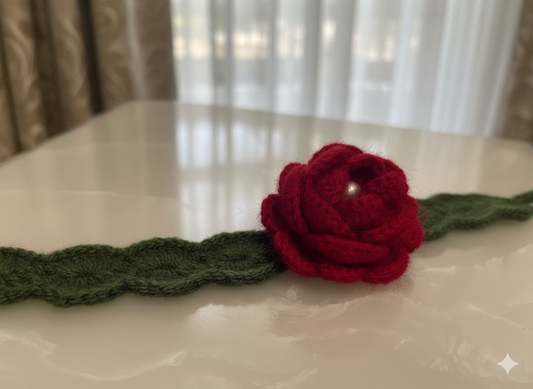 (Set of 2) Handmade Crochet Rose Curtain Tieback – Elegant Red Flower Curtain Holder with Pearl Center | Home Décor Accessories