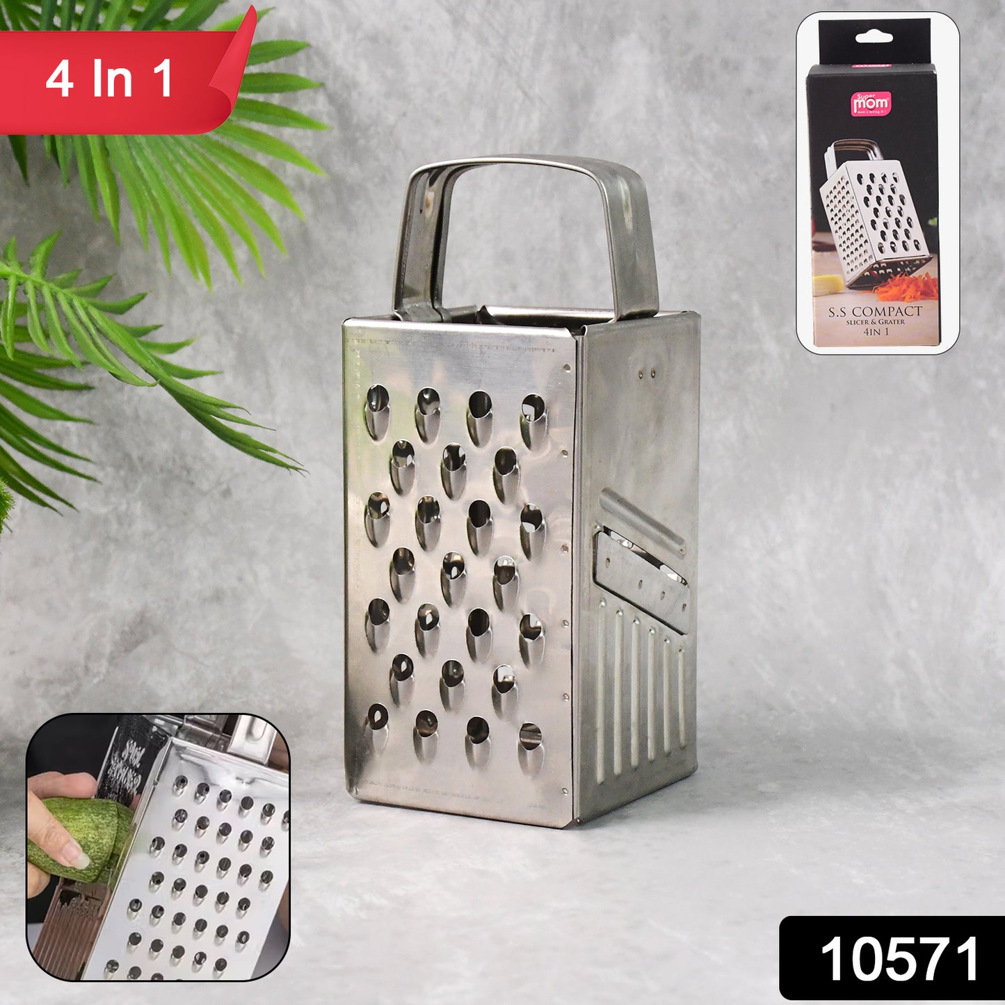 Supermom Premium 4-in-1 Stainless Steel Compact Grater And Slicer